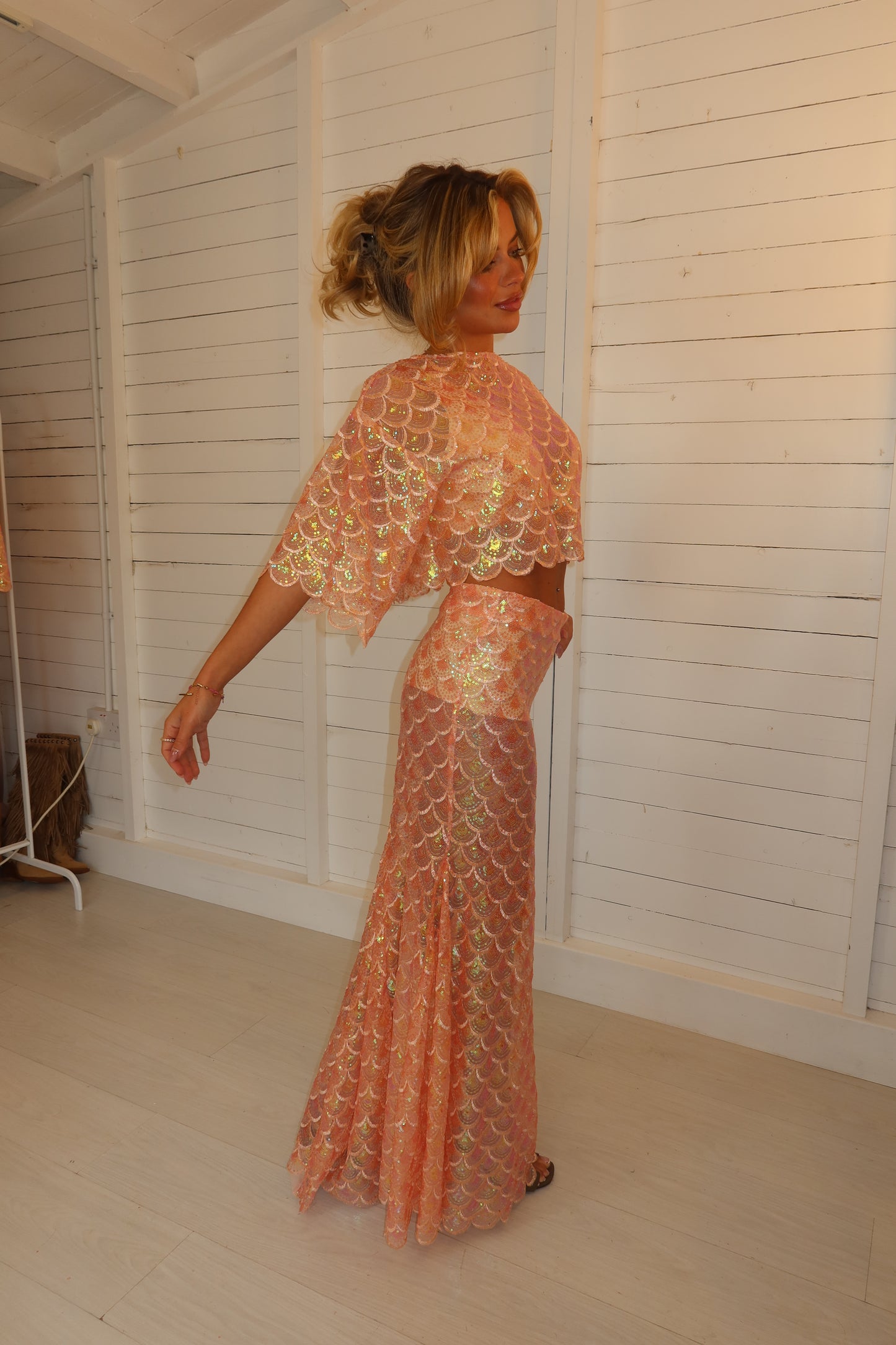 Coral Shimmer Co-Ord (Maxi)