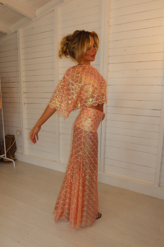 Coral Shimmer Co-Ord (Maxi)